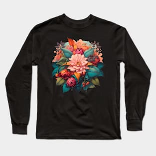 sublimation design with spring blooming flowers Long Sleeve T-Shirt